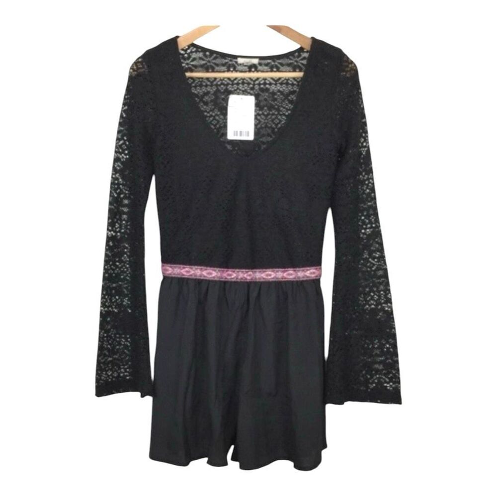 Ecote Black Lace Romper S